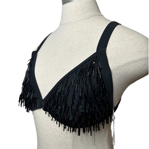 MISSGUIDED Black Beaded Triangle Swim Bikini Top size 10 - Picture 4 of 9